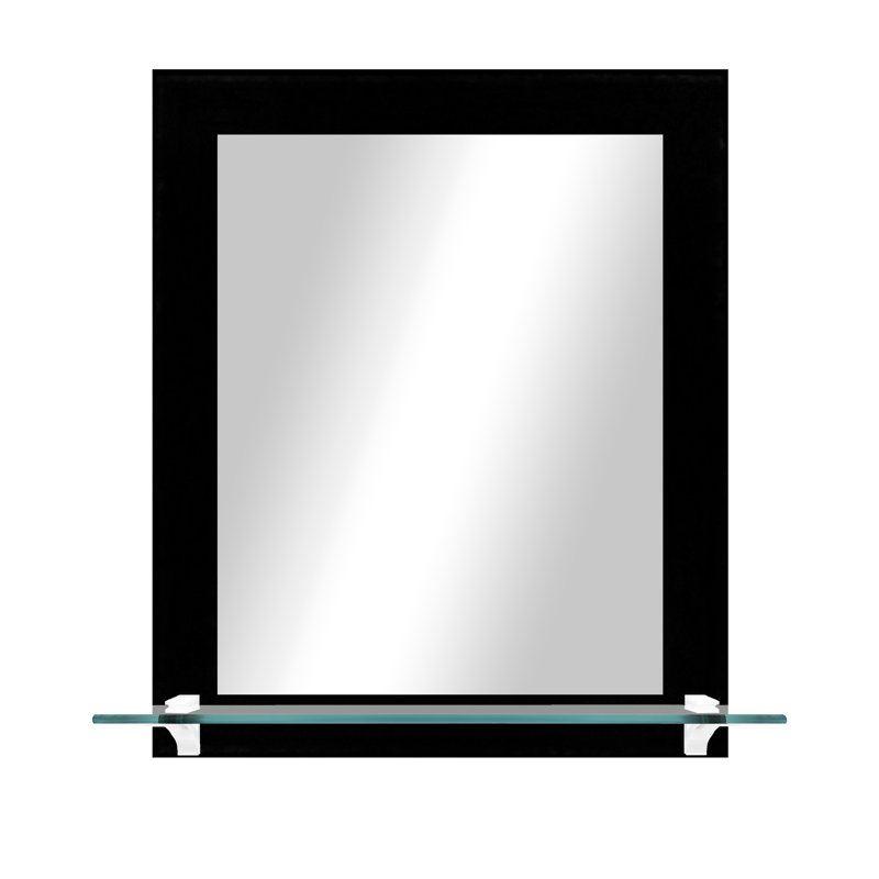 Kridia Flat Wall Mirror, Vertical, Glossy Black/White, 25.5" H x 21.5" W