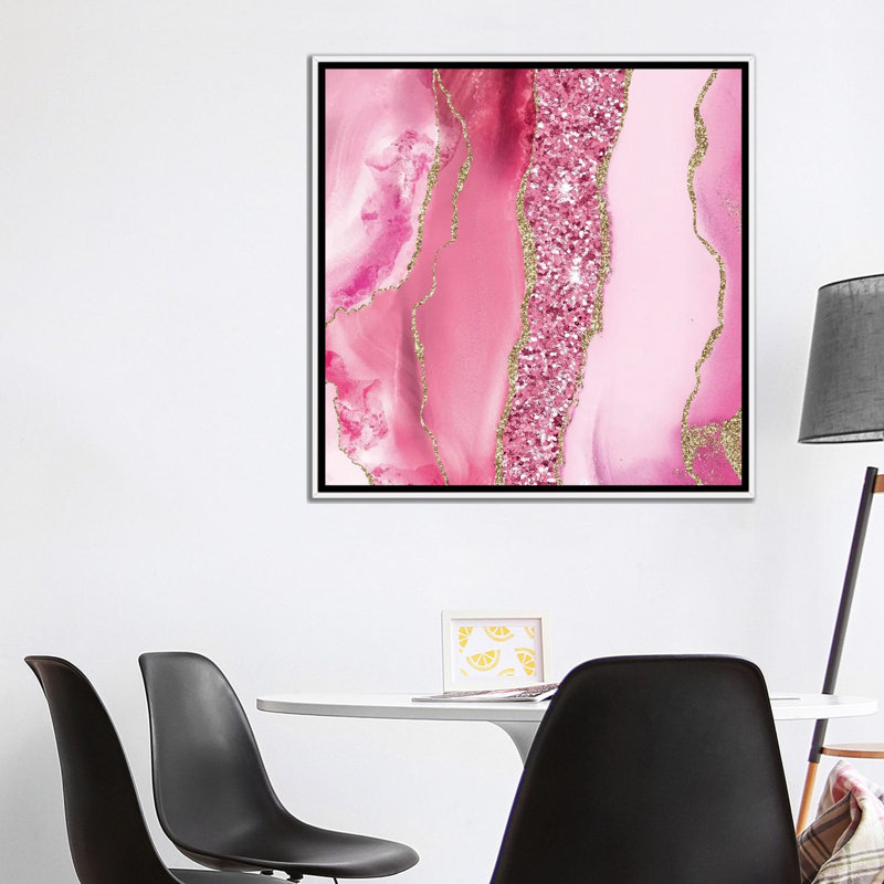 Agate Glitter Dazzle Texture V, No Mat, 37" H x 37" W x 1.5" D, White Floater Framed Canvas