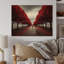 Arbre rouge et gris solitude II sur bois-365336950