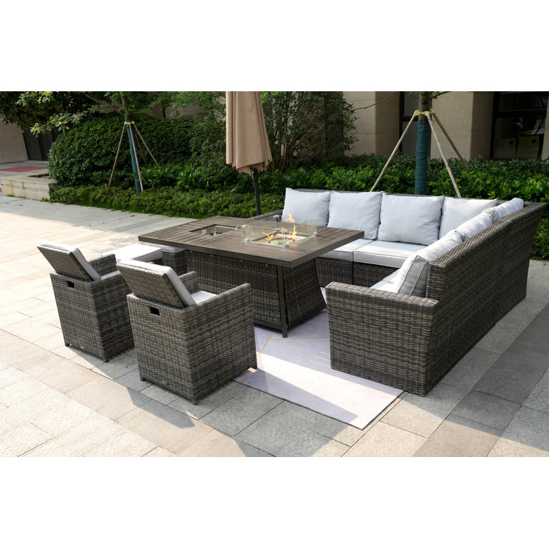 Aliaksey 10 - Person Patio Conversation Set with Cushions
