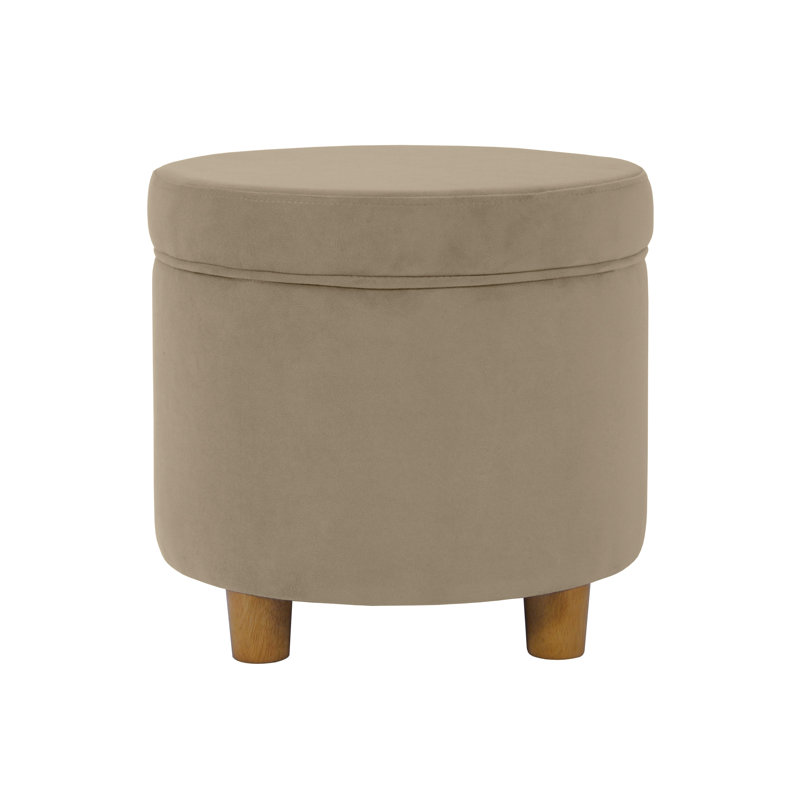 Mayen 19" Wide Round Storage Ottoman, Fawn Velvet