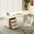 Cream Wood Sintered Stone Writing Desk-66699877