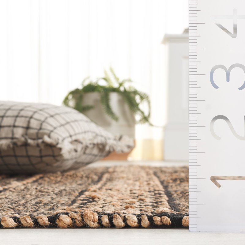 Natural Fiber 123 Hand Woven 50% Jute; 50% Cotton Geometric Shapes Rug, Square 7'