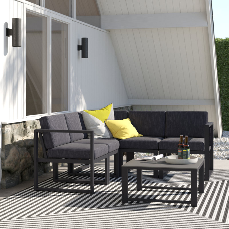 Ensemble de conversation modulaire 6 pièces avec coussins Tejas