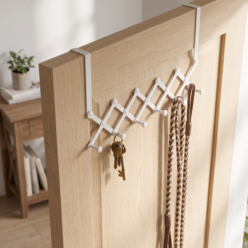 Adjustable Over-the-Door Hanger with 6 Hooks