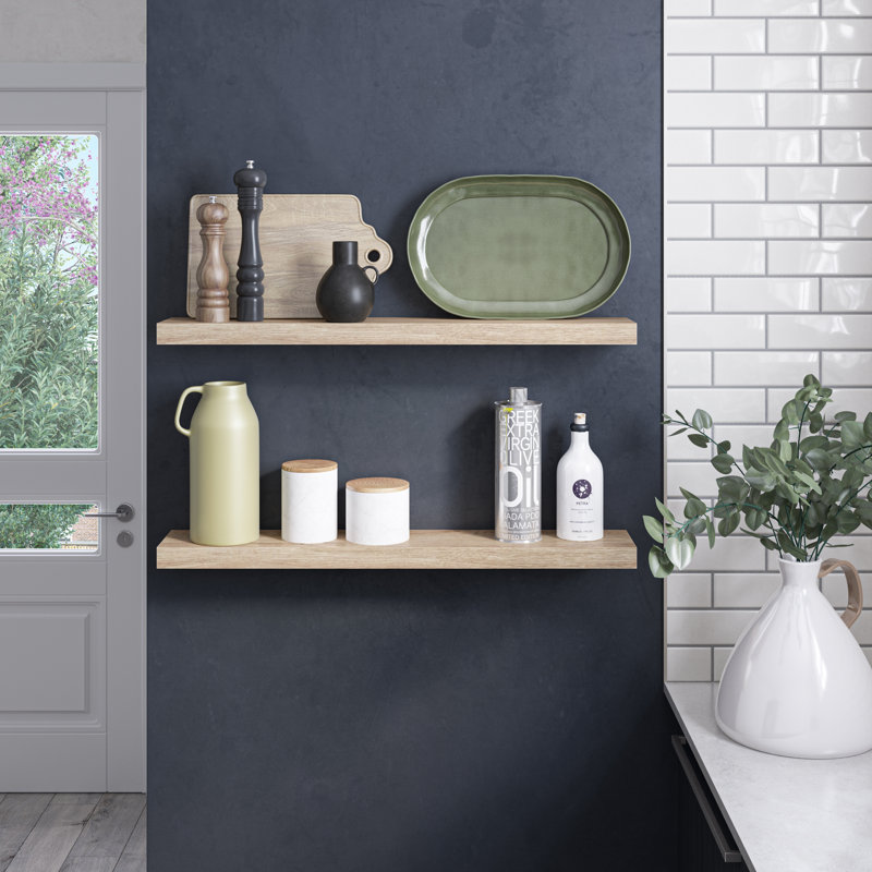 Oak 36'' Floating Wall Shelves with Invisible Brackets