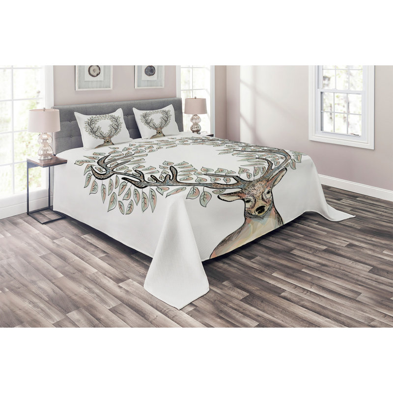 Rustic Floral Coverlet, King Bedspread + 2 Shams