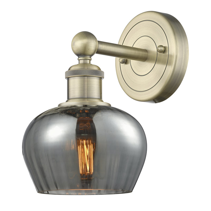 Canute Armed Sconce, Plated Smoke, Antique Brass