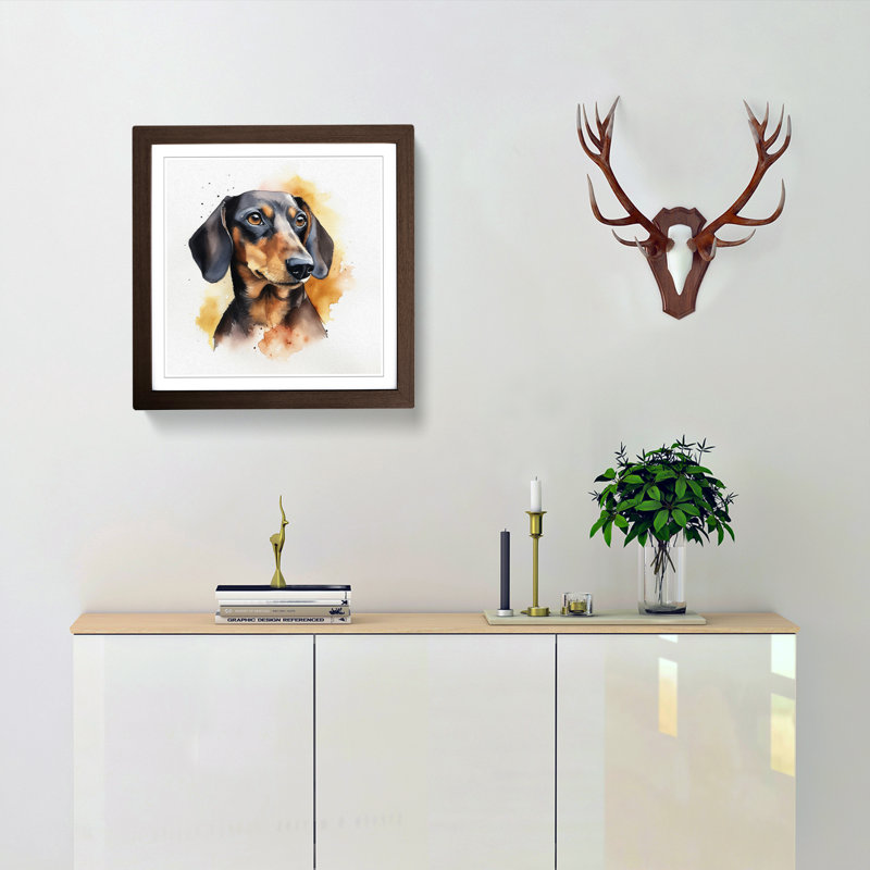 Dachsund Watercolour No.1 - Framed Print, Walnut
