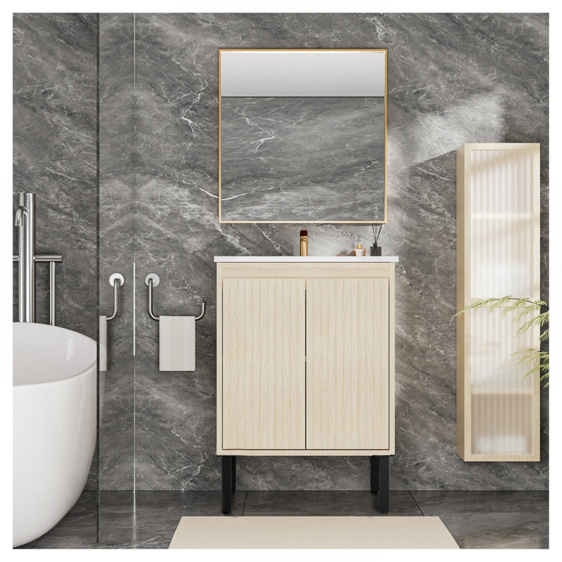 Meuble-lavabo 24 po sans lavabo, H 34 po x l 23,23 po x P 17,99 po, Oak