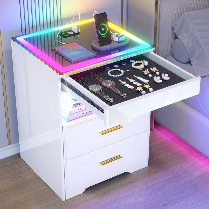 45cm W Bedside Table, White