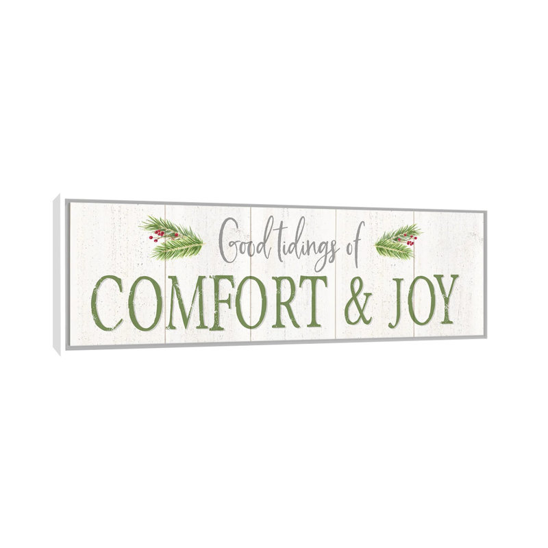 «Peaceful Christmas Horizontal Comfort & Joy» par Tara Reed - impression d'art textuel, H 12 po x l 36 po x 1,5 po
