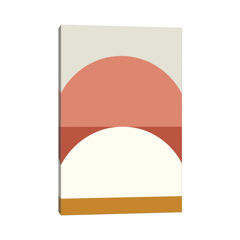 Geometric - Print on Canvas, Wrapped Canvas, 30.48 cm H x 45.72 cm W, Silver/White/Orange
