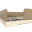 Cadre de lit grand format Montessori, lit plateforme en similicuir pour enfants avec garde-corps amovibles, brun-423701774-423701775