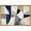 Abstrait bleu beige géométrique composition radiale, photos de salon moderne, impression sur toile encadrée-126093134-126093127