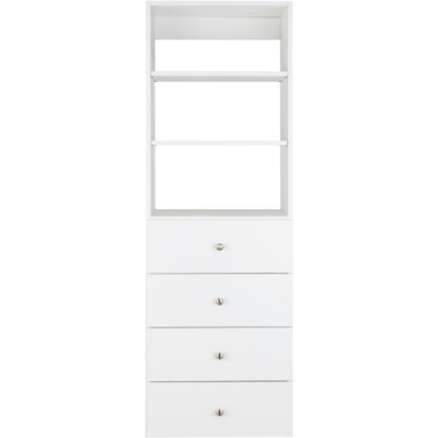 Modular Closets 4 Drawer Shelf Tower for Walk-in Closet Shelf