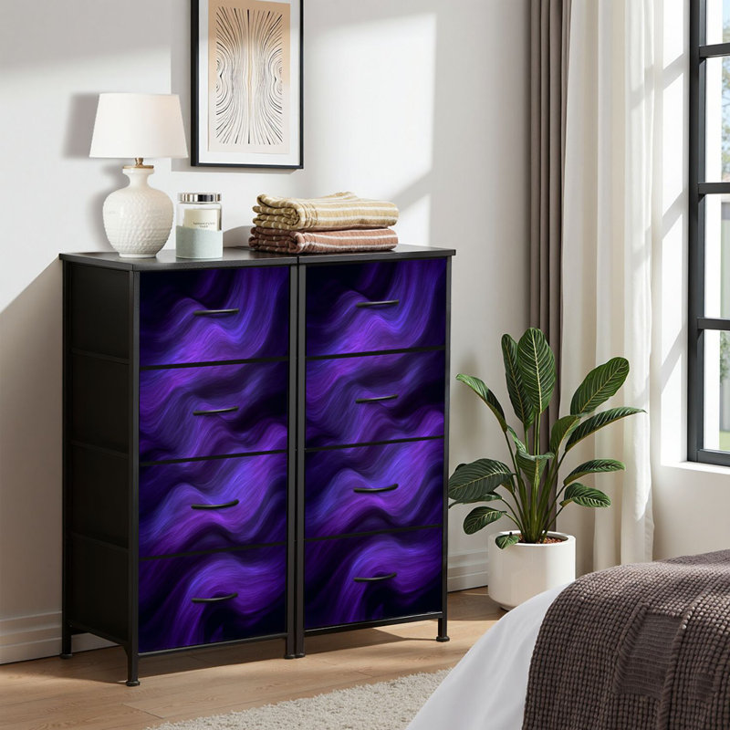 4 Drawer Dresser for Bedroom, Narrow Chest of Drawers, Wooden Top and Study Iron Frame 18"x37.5"-(WxH)