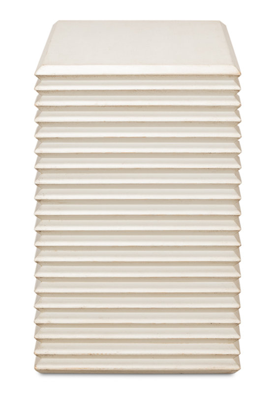 Stacked Solid Wood End Table, Antique White