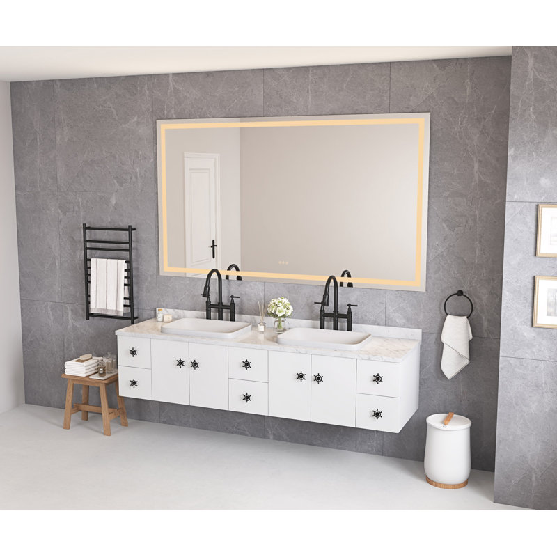 Miroir de salle de bain DEL, Noir, 26 po x 40 po