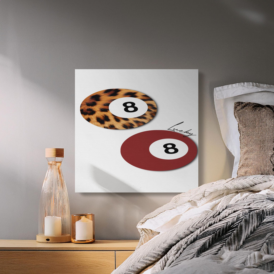 Lucky Eight Ball Canvas Wall Art, Leopard Print, Modern Decor, Ready to Hang, Statement Piece, Archival Quality, Gallery Wrapped Canvas