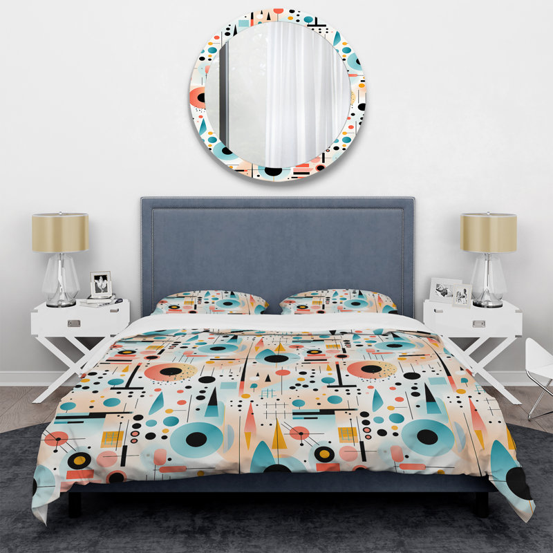 Ensemble de housse de couette multicolore éclectique à géométrie diversifiée II