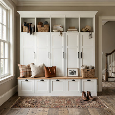 97.6” W Hall Tree With Bench And Shoe Storage