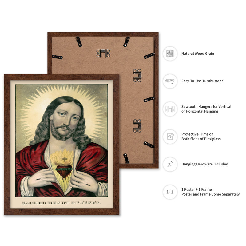 Sacré-Cœur de Jésus No2, Affiche, H 11 po x l 14 po, Encadrement brun
