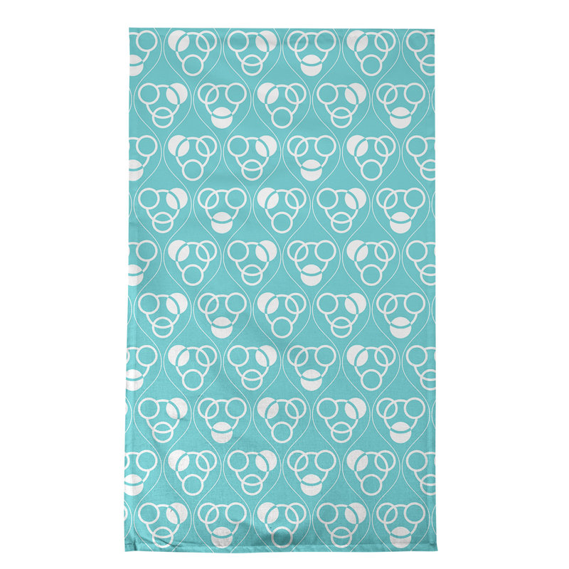 Torchon Circles and Waves, Bleu aqua / blanc, Polyester sergé