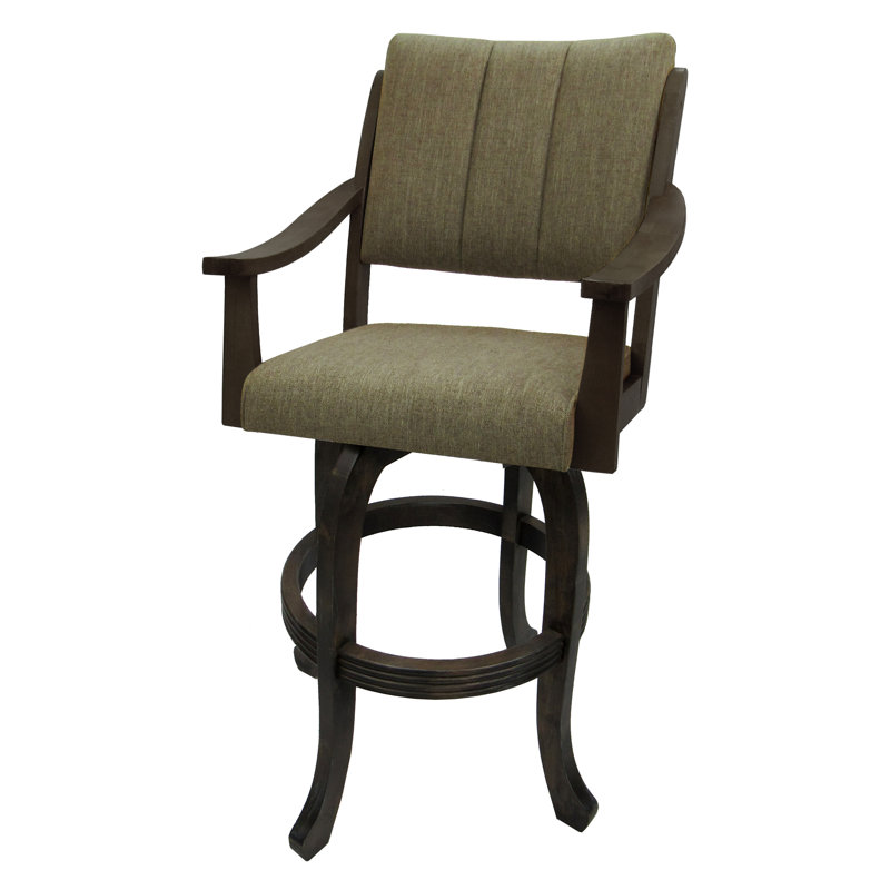Gabriella Swivel Upholstered Counter Stool with Solid Wood Frame, Counter Stool (26" Seat Height), Sand Stone