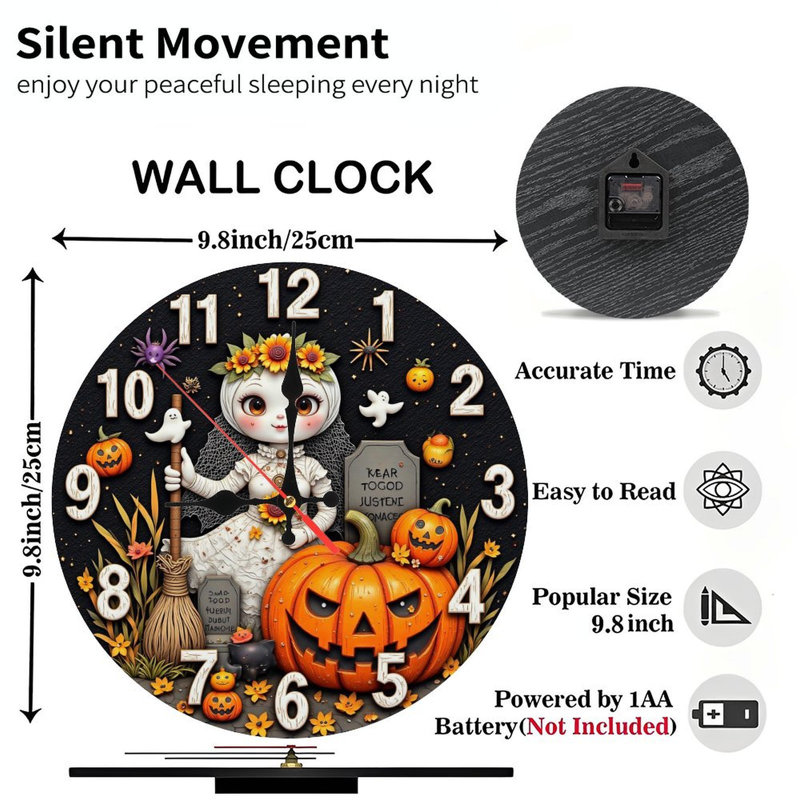 Horloge d'Halloween avec citrouilles d'Hirondelle