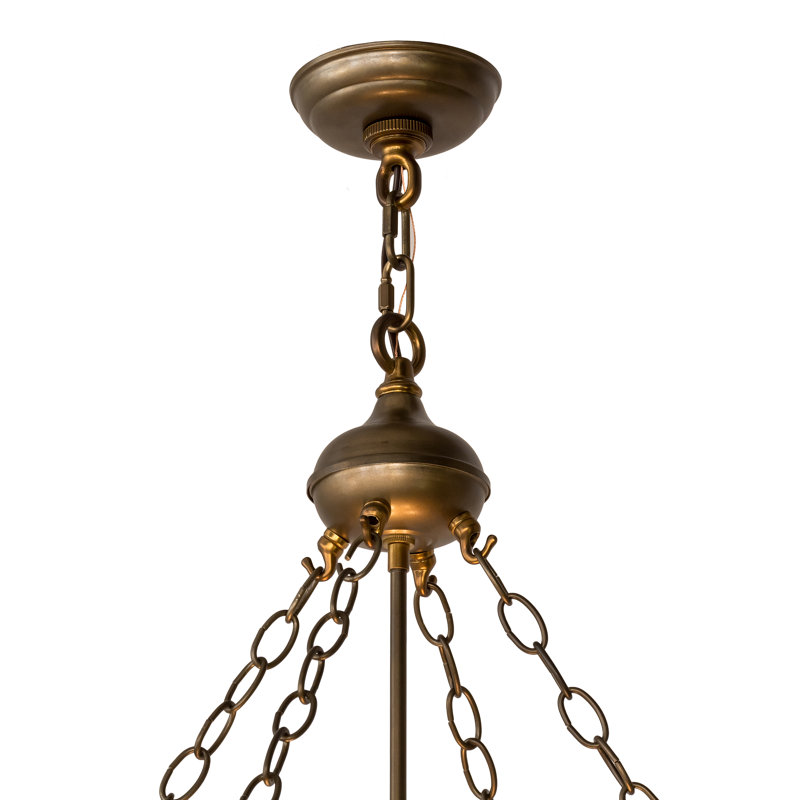 Rustic Lodge 4 - Light Glass Chandelier, 36" H x 30" W x 30" D, Silver, Antique Copper