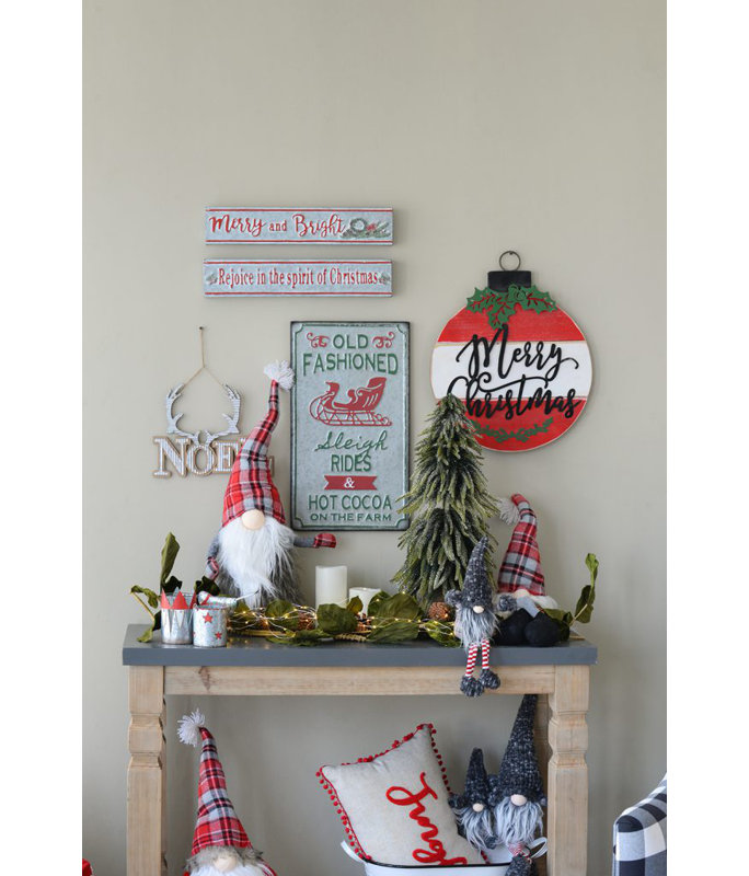 Sitting Gnome With Soft Legs  Set of 4  7.5" x 3" x 14.5"H  Grey