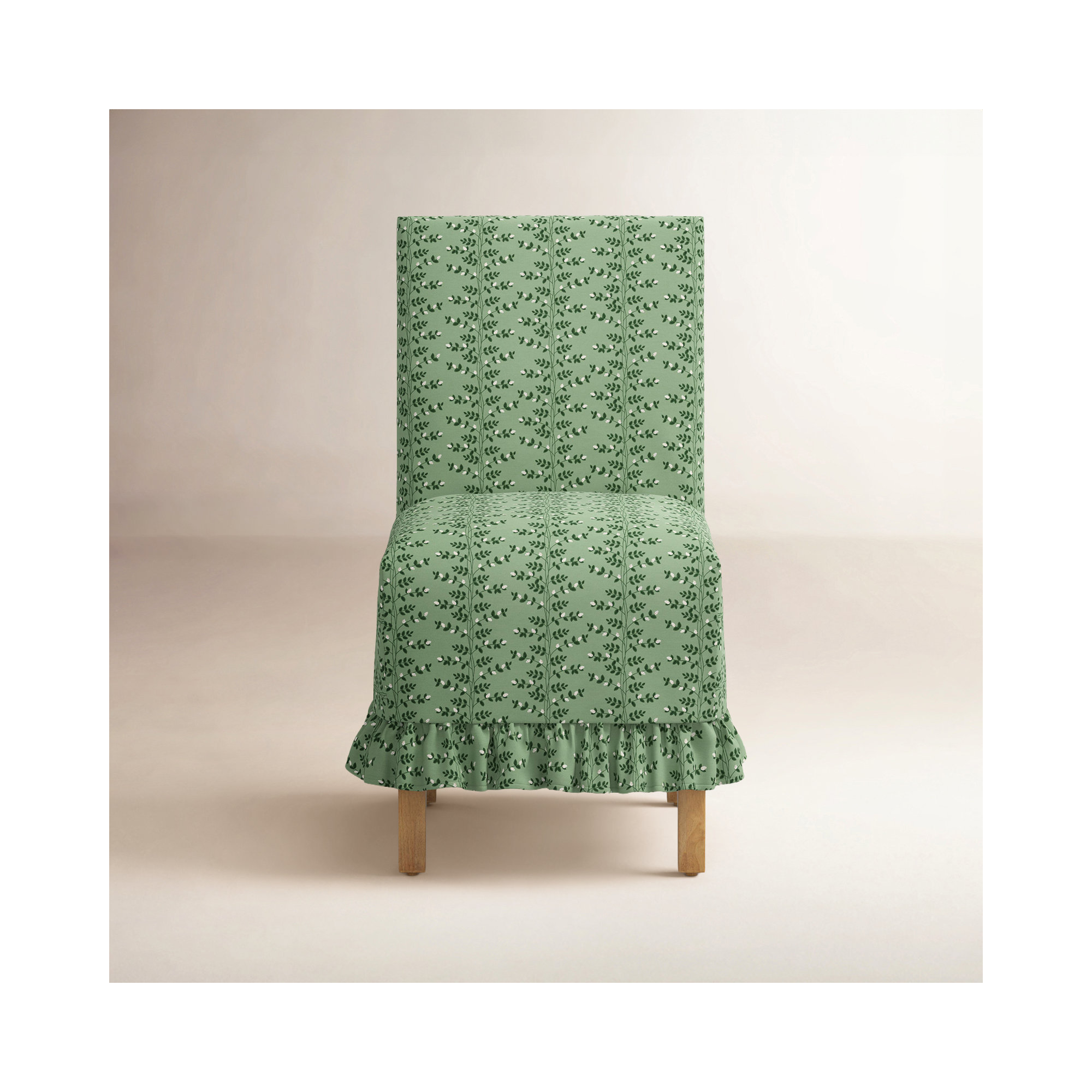 Louise Slipcover Dining Chair, Climbing Vines Green