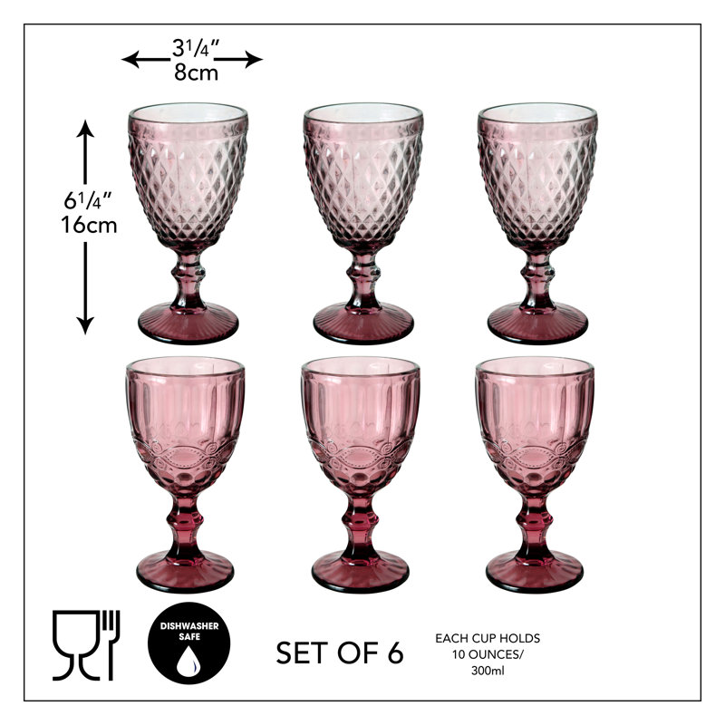 Ensemble de verres à pied 10 onces, Rose