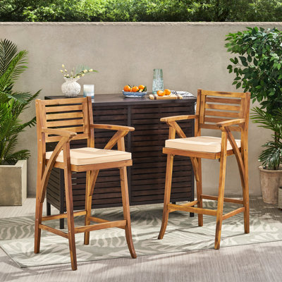2 pièces en bois, assise confortable, résistant aux intempéries, hauteur de 45,75 po, cadre extérieur 2 pièces de 22,76 po de profondeur, sièges rembourrés, 46,42 po Hauteur, brun
