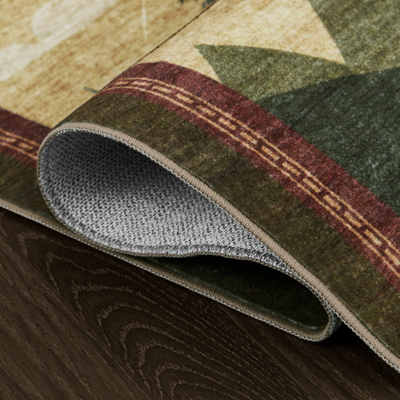 Eddie Bauer Printed Washable Rugs, Rectangle 6' x 9', Red Multi