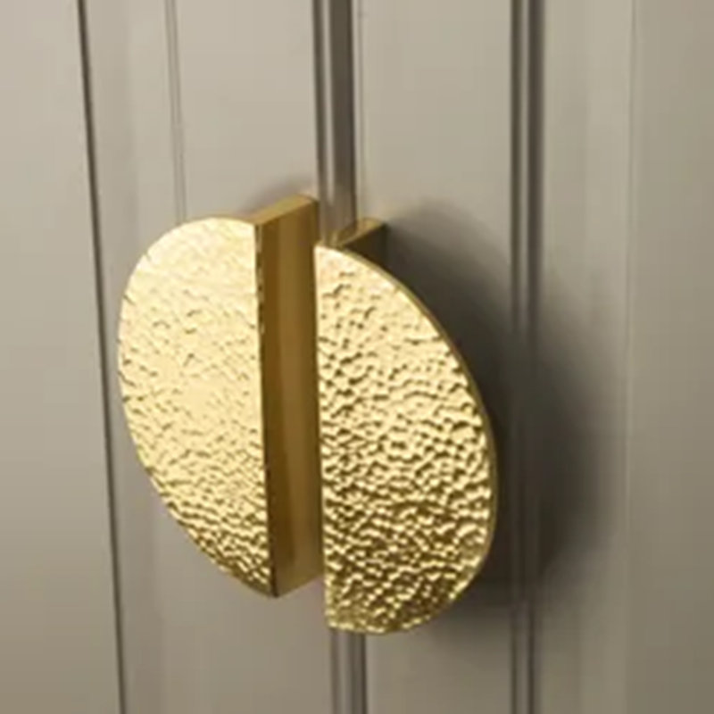 Modern Hammered Brass Half Moon Cabinet Pull