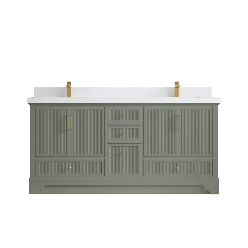 Alys 72'' Double Bathroom Vanity Set (Knobs Option), White