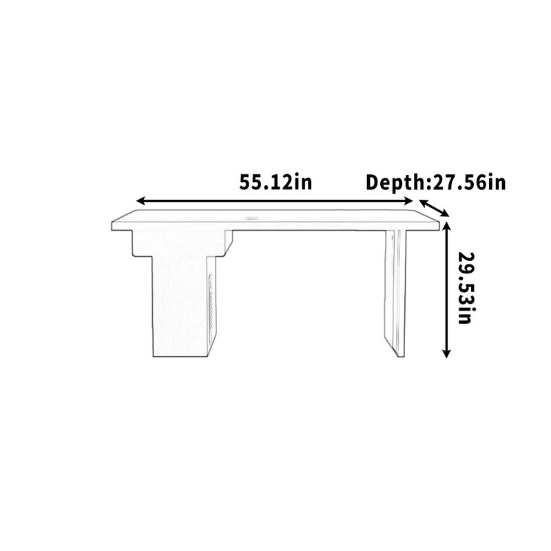 Bureau d'ordinateur Beehler, H 29,53 po x l 55,12 po x P 27,56 po, Brun