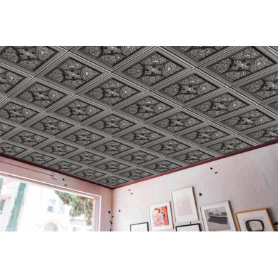 Falkirk Perth 24 in. L x 24 in. W High Gloss PVC Glue Up Ceiling Tile