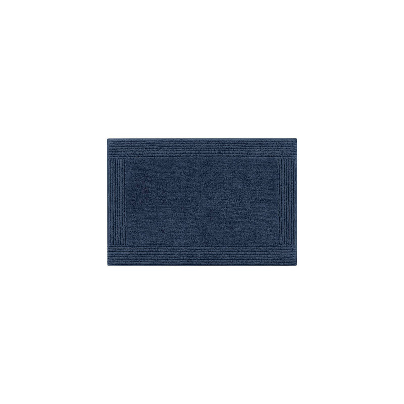 Tapis pour salle de bain réversible 100% coton, 3000 g / m², moelleux et moelleux - confort et durabilité ultimes, Marine