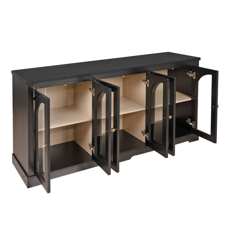Buffet avec porte vitrée cintrée, Noir