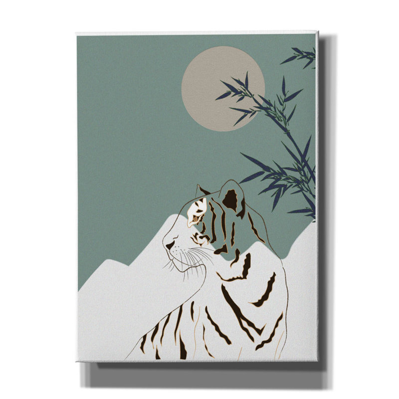  «Japanese Art White Tiger» par Sabrina Balbuena, art mural sur toile, 40 po x 54 po, H 54 po x l 40 po