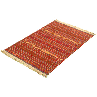 Tapis décoratif en laine noué à la main de conception unique 3 pi 7 po x 5 pi kashkoli