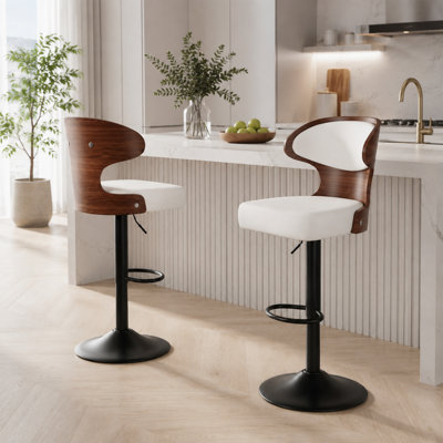 Adjustable Counter Height Bar Stools with Pneumatic Lift & Footrest(Set of 2)