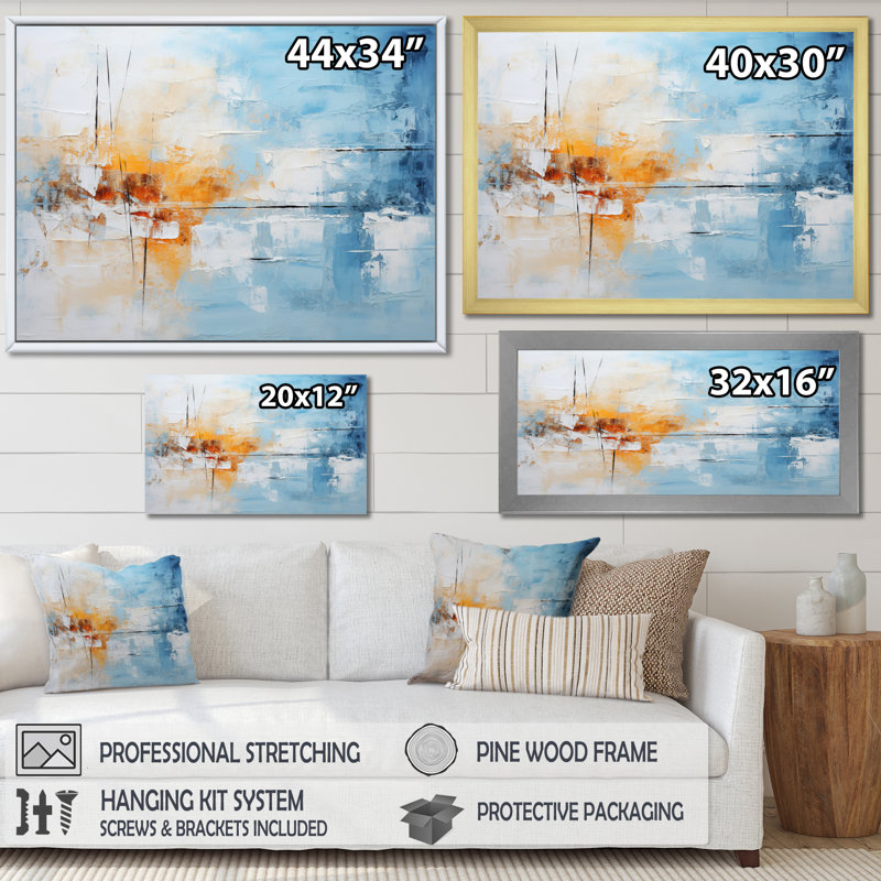 Genualdi Collage Frozen Snow II sur impression sur toile, Cadre flottant doré, H 30 po x l 40 po x P 1,5 po