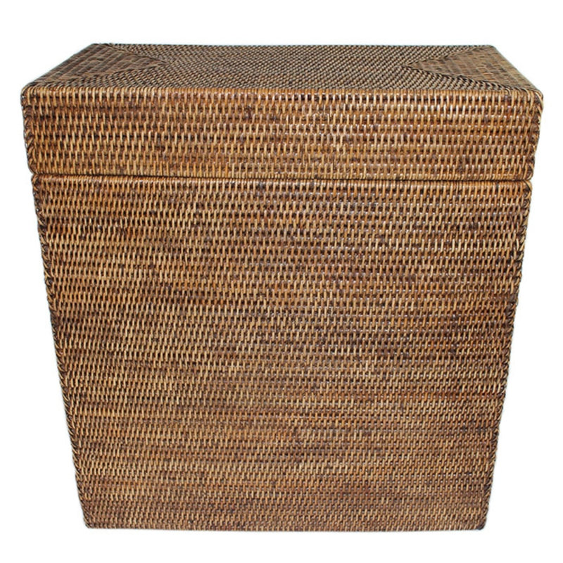 Hand Woven Wicker Laundry Hamper, Antique Brown