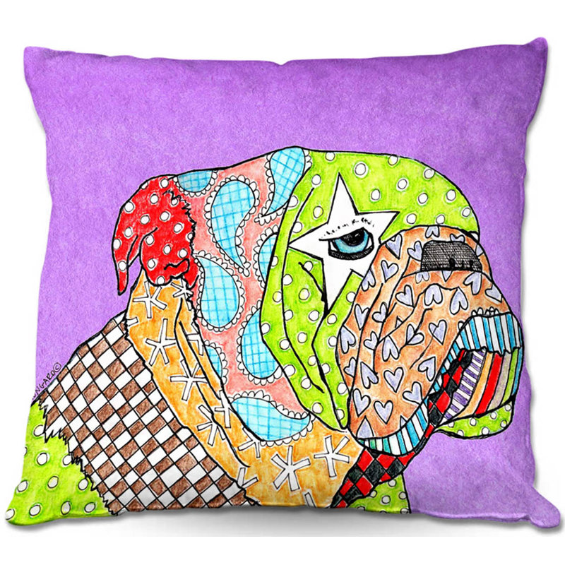  Coussin Couch English Bulldog, 18 po x 18 po, Violet