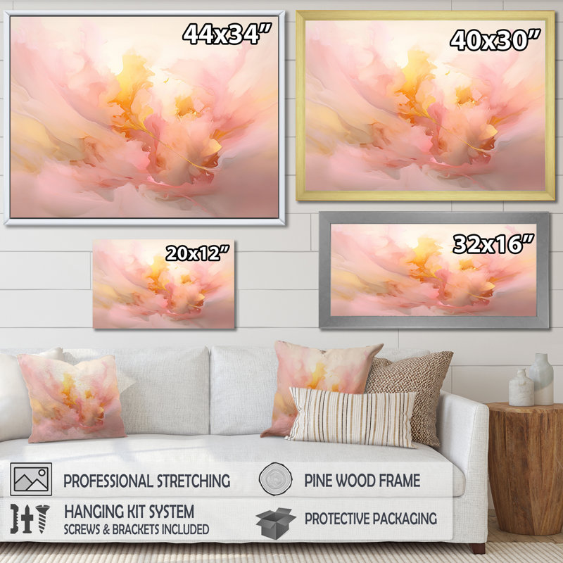 Sentiments tendres dans l'aquarelle rose rétro I - formes abstraites, impressions d'art mural, H 24 po x l 32 po x P 1 po