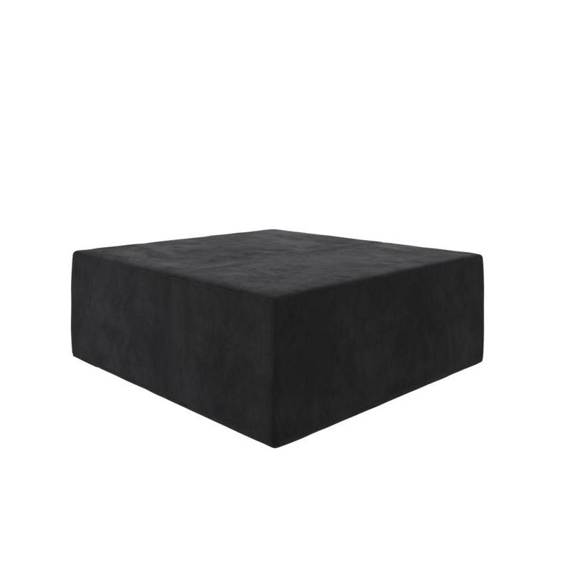 The Flower Upholstered Ottoman, Black Microfiber
